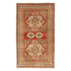 Geometrisches Design Vintage türkischen Oushak Teppich in schönen weichen Rot und Grün