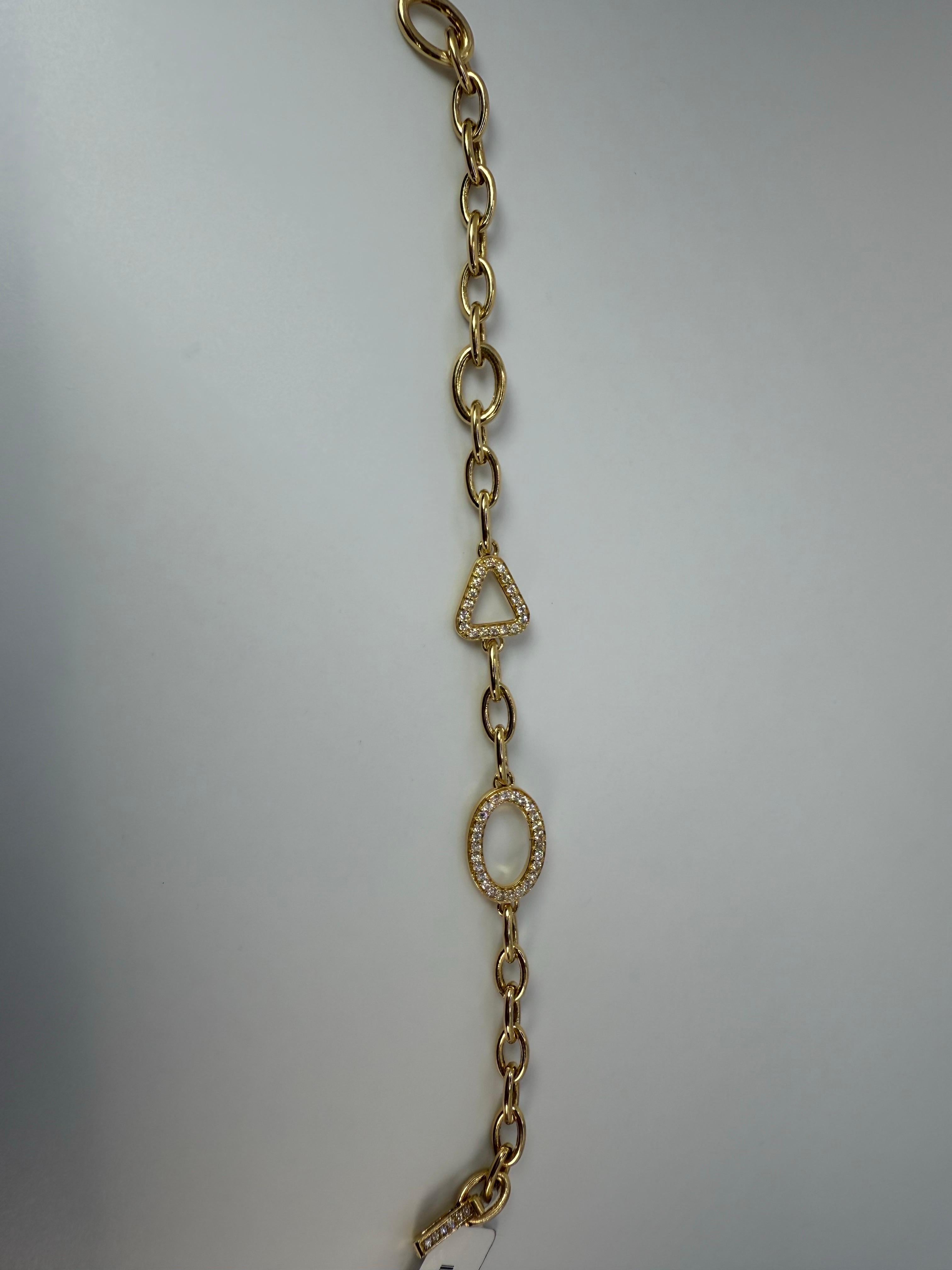 Women's or Men's Geometric diamond bracelet 18KT gold 10 grams For Sale