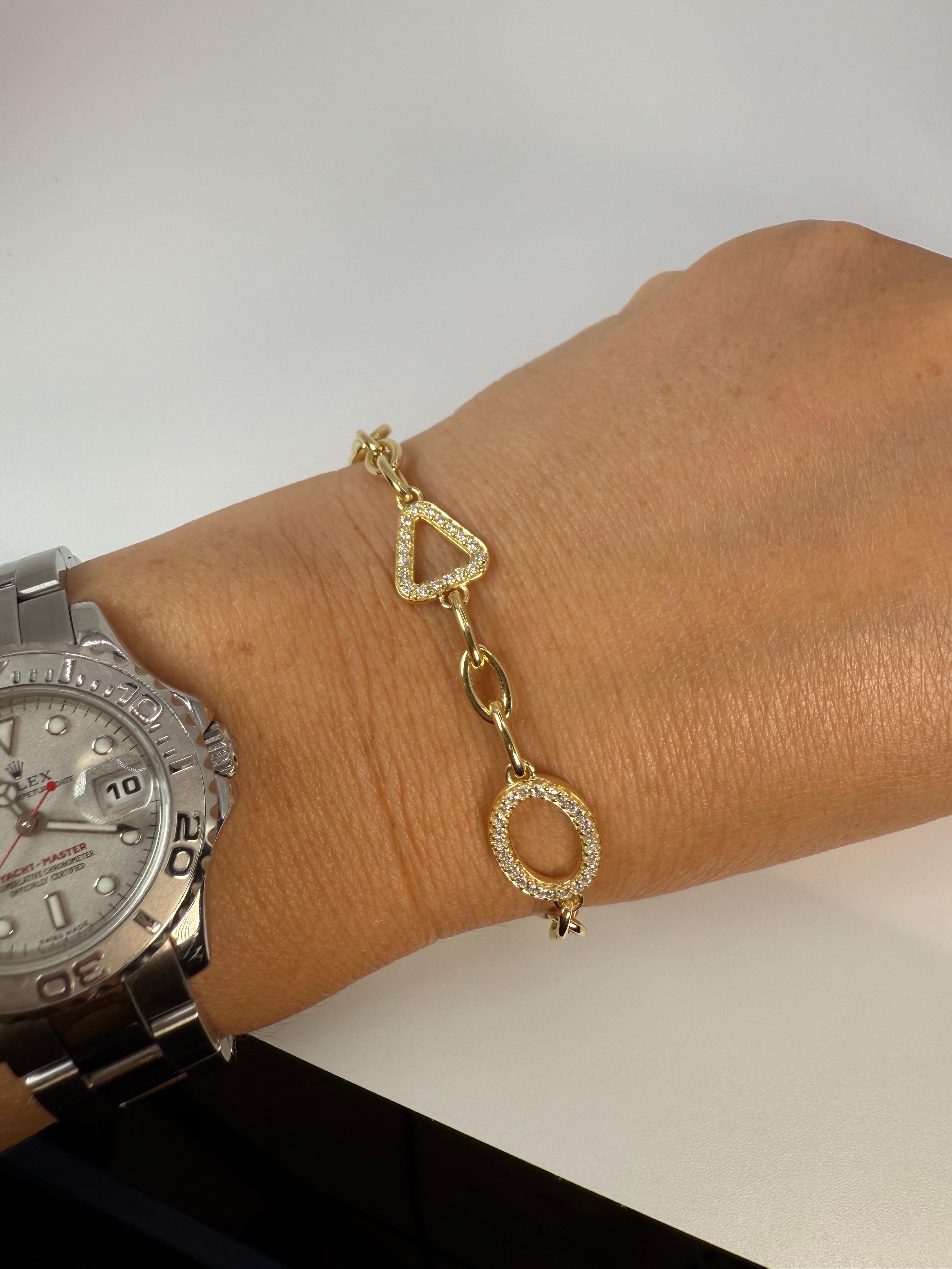 Geometric diamond bracelet 18KT gold 10 grams For Sale 1