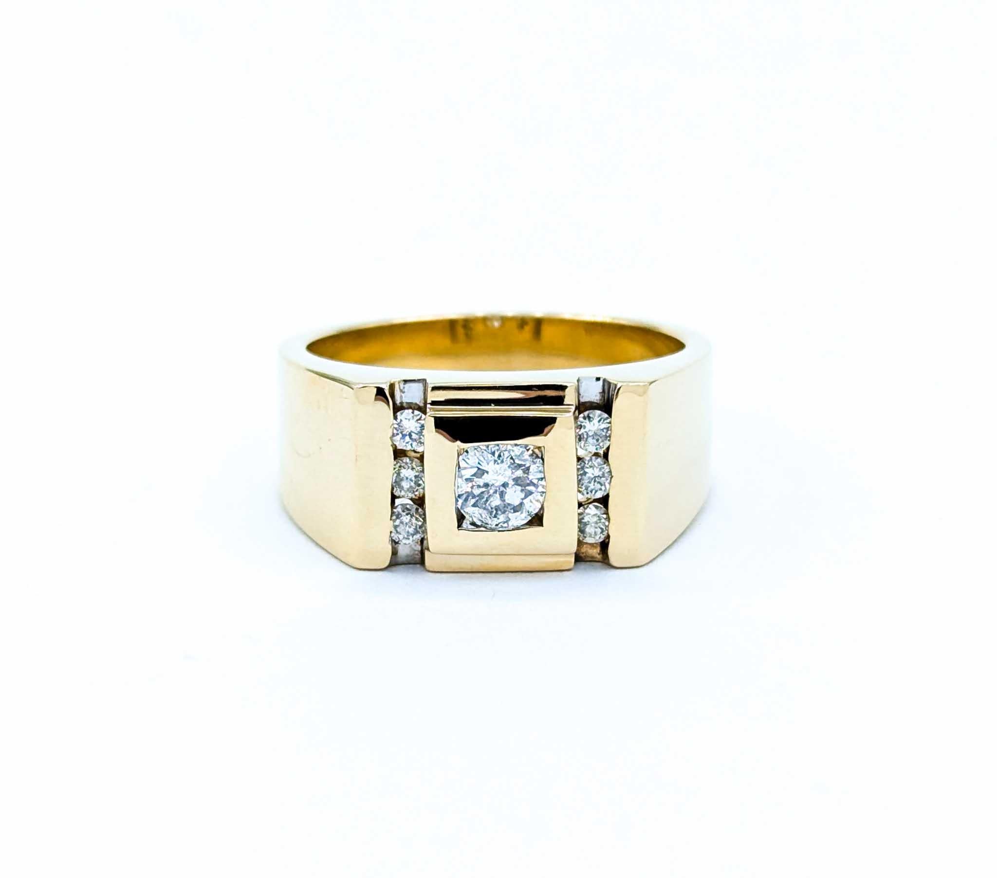 Bague géométrique sertie de diamants en or jaune en vente 4