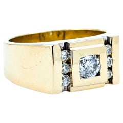 Geometric Diamond Channel Set Ring in Yellow Gold