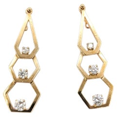 Geometric Diamond Earring Jackets in 14k Yellow Gold