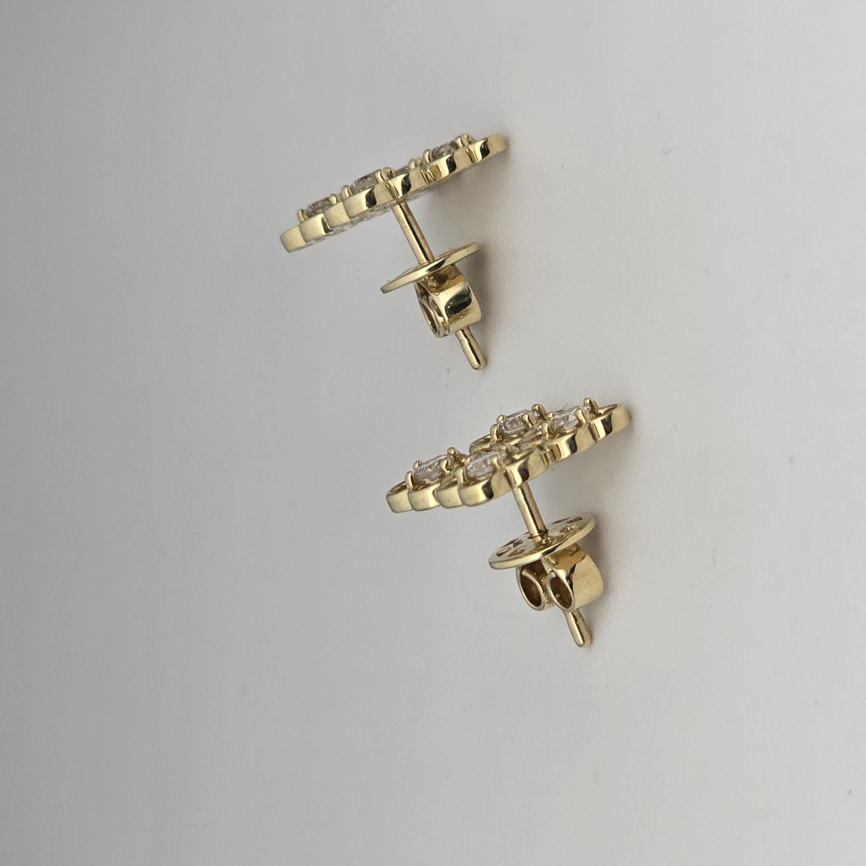 Orecchini geometrici con diamanti 14KT 0,62ct Orecchini a perno in vendita 2