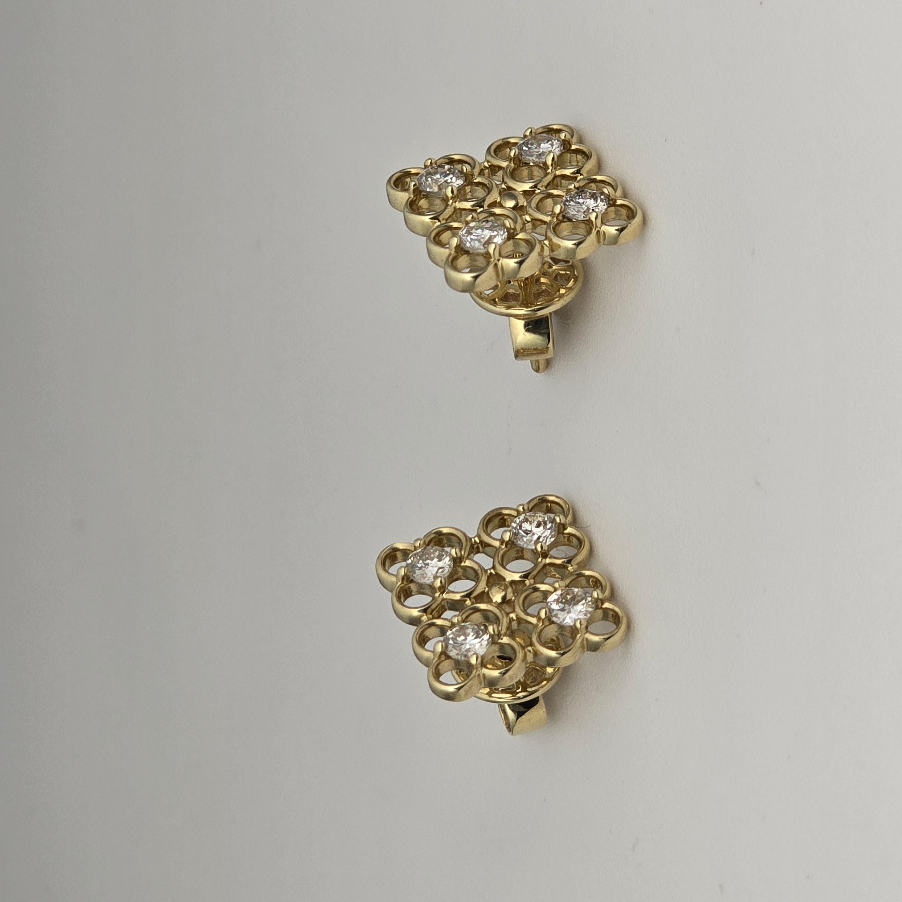 Orecchini geometrici con diamanti 14KT 0,62ct Orecchini a perno in vendita 3