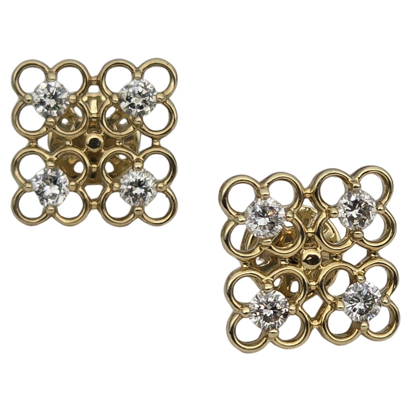 Orecchini geometrici con diamanti 14KT 0,62ct Orecchini a perno