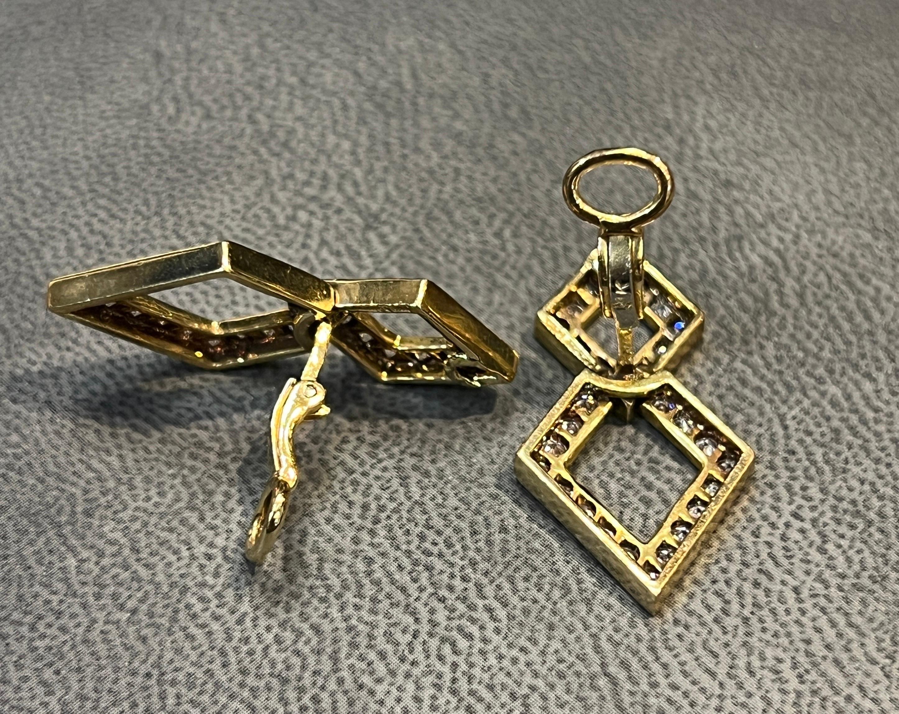 Geometric Diamond Earrings For Sale 1