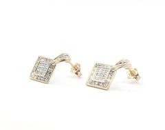 Boucles d'oreilles géométriques en or 10k bicolore avec diamants