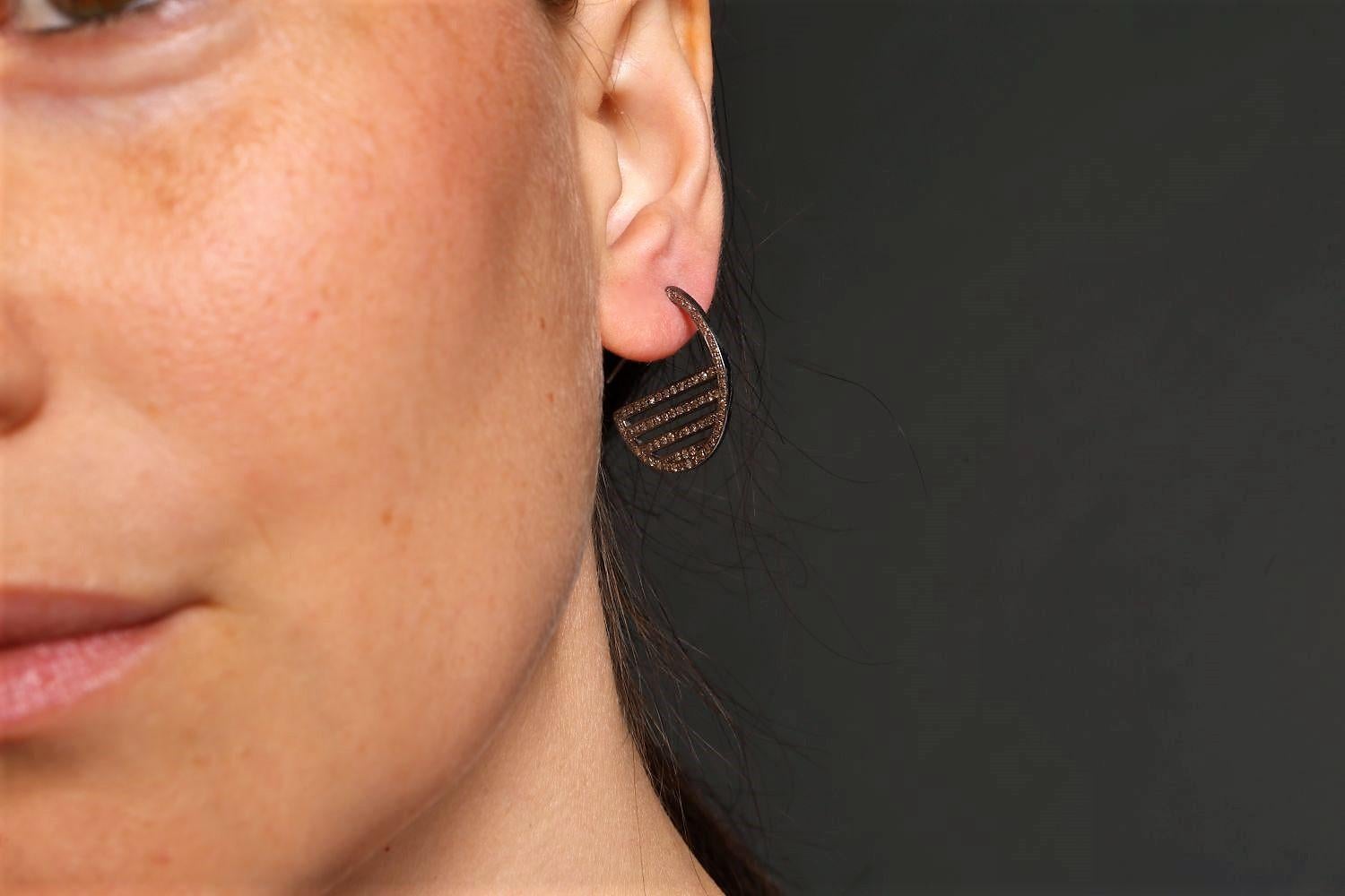 Artisan Geometric Diamond Grid Earrings