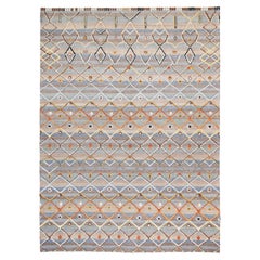 Tapis géométrique en laine à motifs de diamants haut bas 10'5''x14'2''