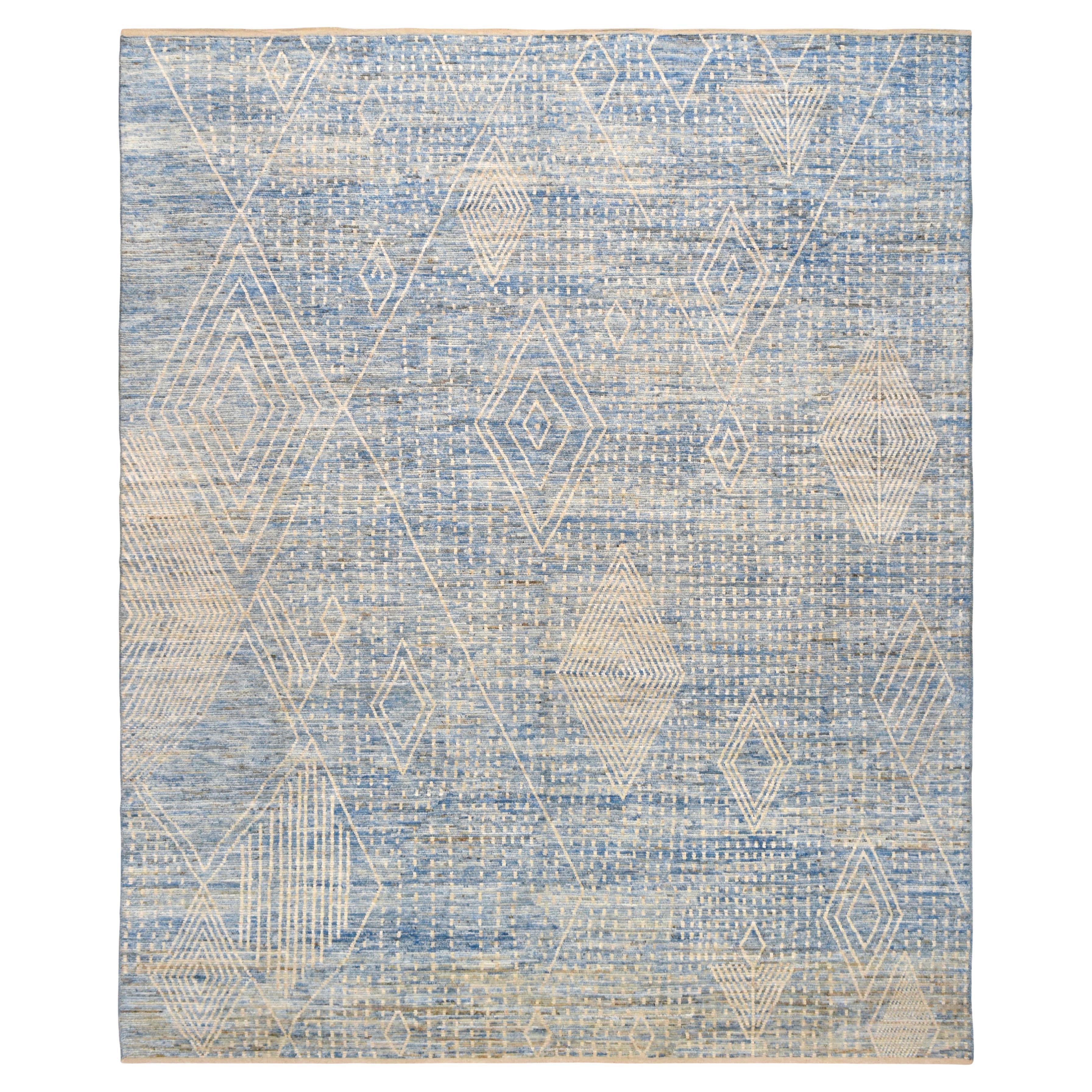 Tapis géométrique à motifs de diamants 13'8''x16'6''