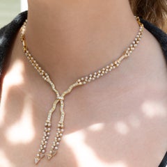 Geometric Diamond Pearl 18k Yellow Gold Necklace and Earrings Set