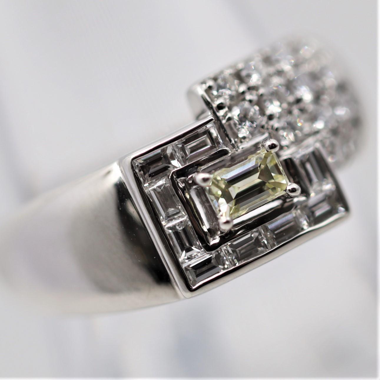 Geometric Diamond Platinum Ring In New Condition For Sale In Beverly Hills, CA
