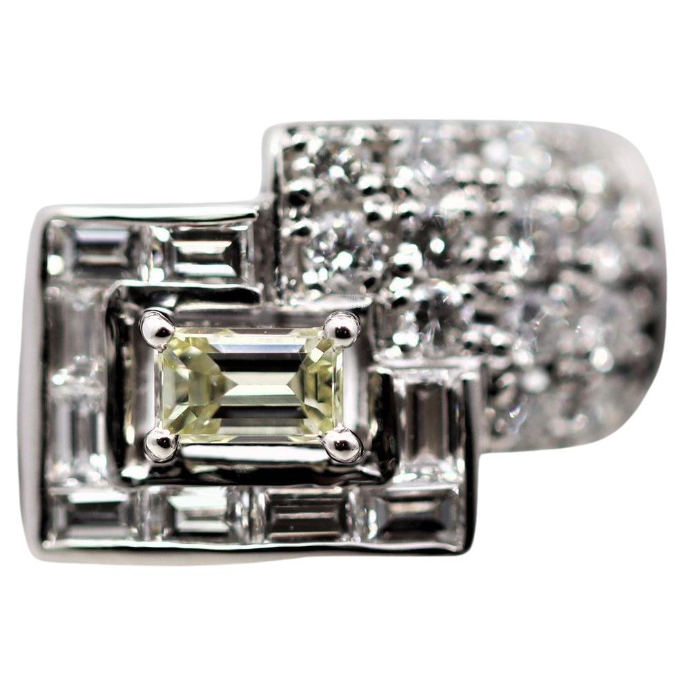 Geometric Diamond Platinum Ring For Sale