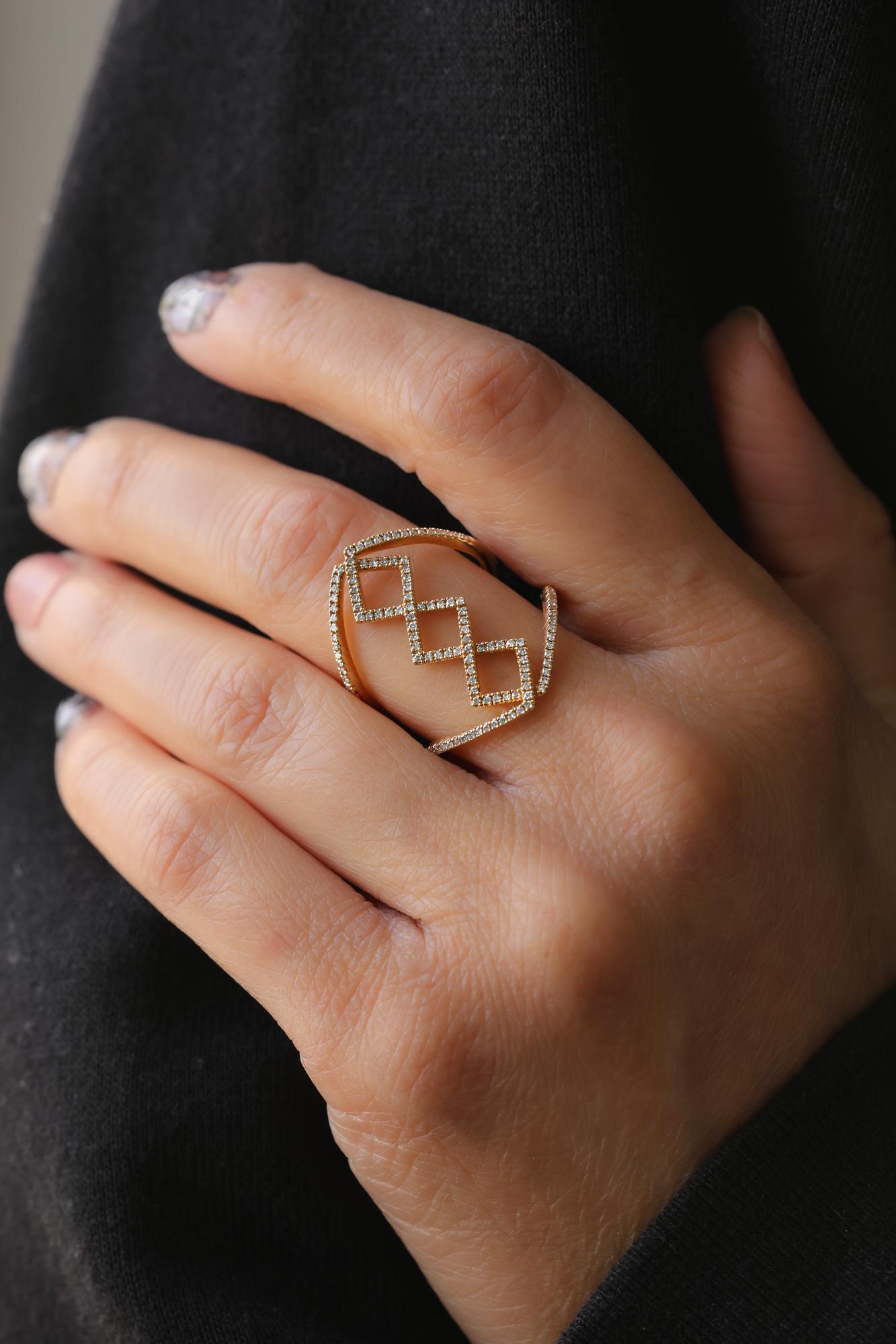Women's Geometric Diamond Ring 0.40 cts. For Sale