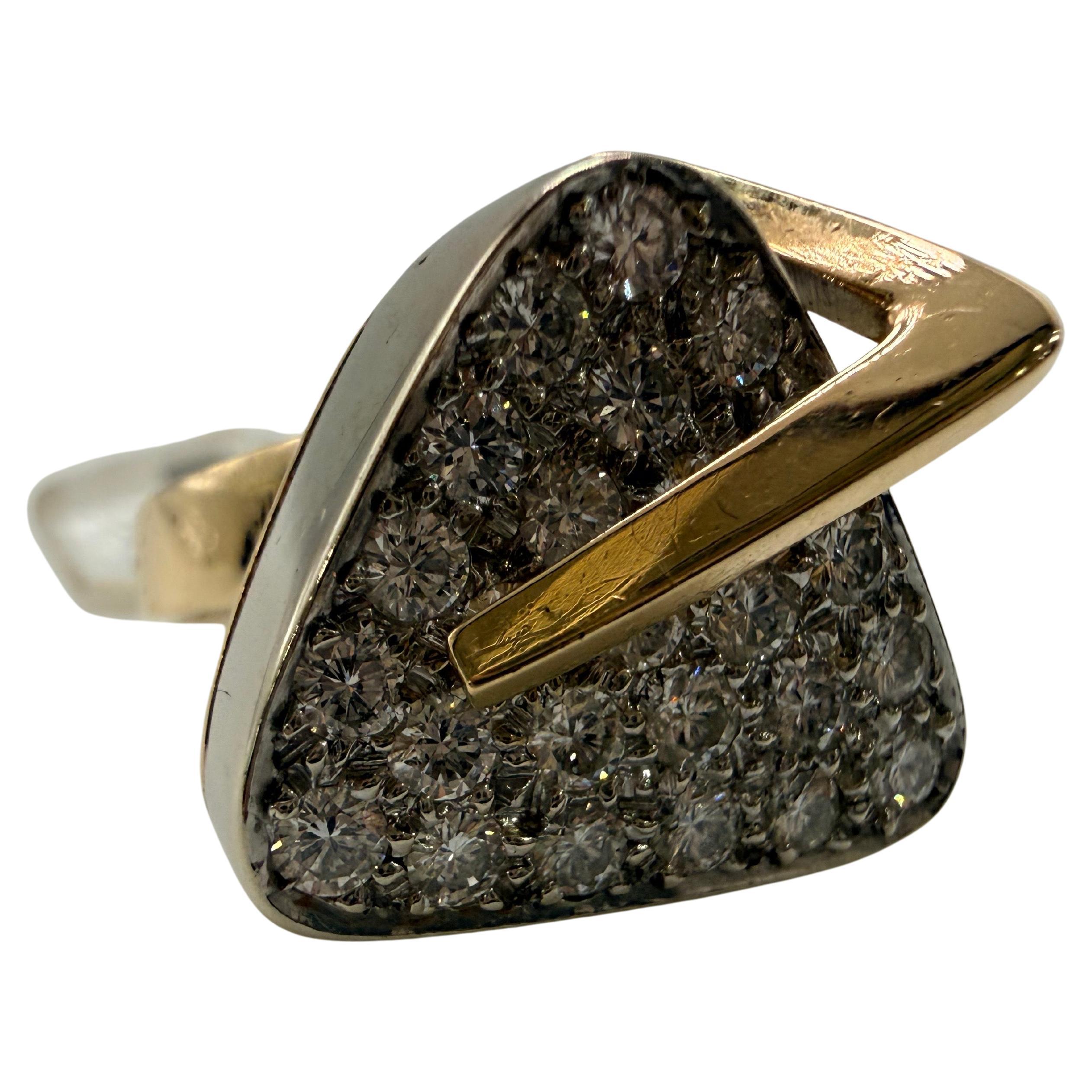 Bague géométrique en or 14KT Bague en diamant trillion 1,30 carats