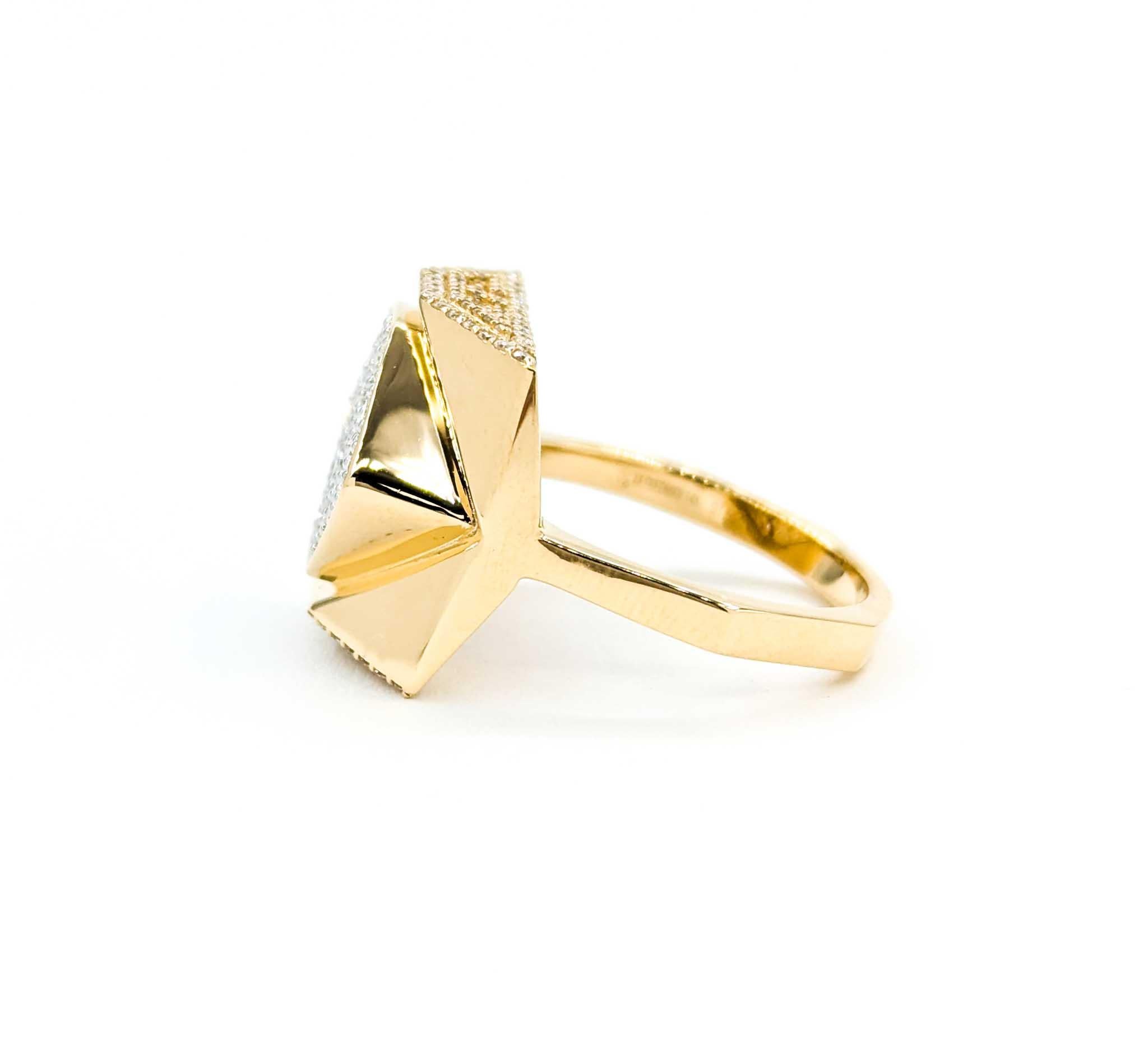 Geometric Diamond Ring in 14k Yellow Gold 3