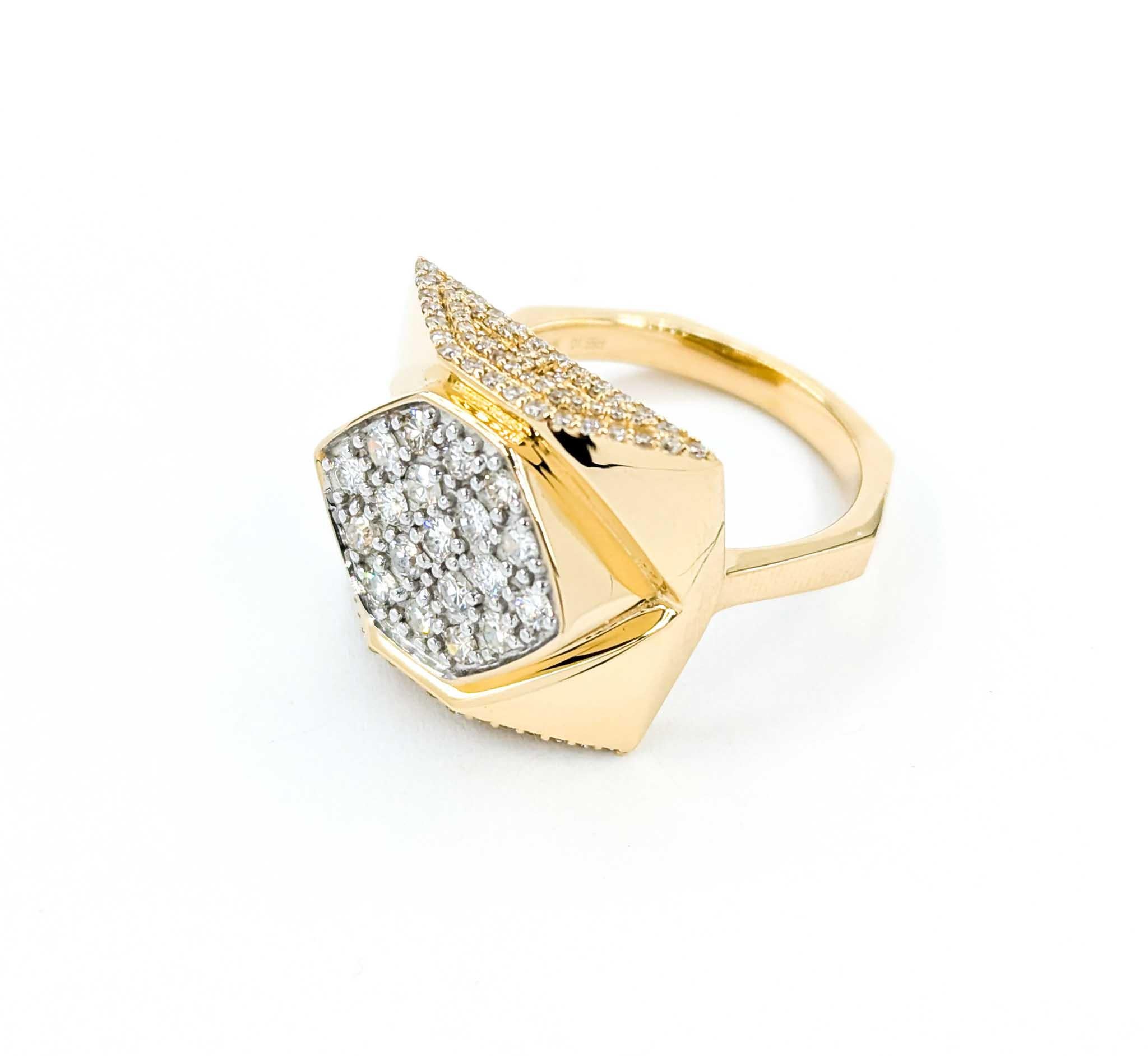 Geometric Diamond Ring in 14k Yellow Gold 4