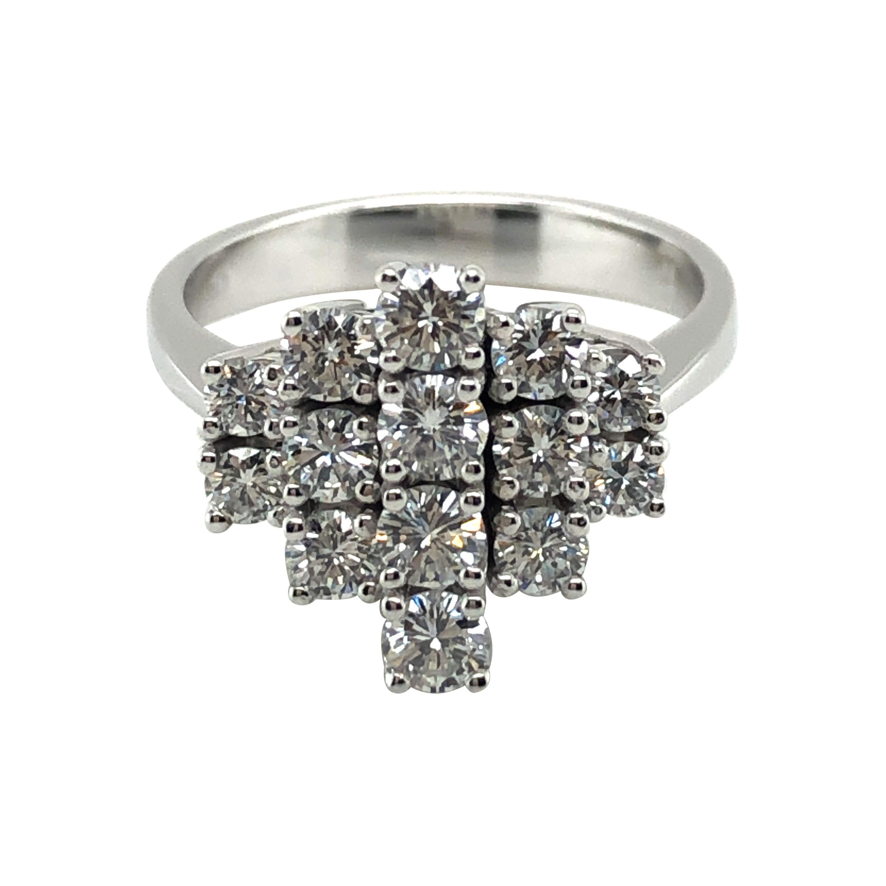 Geometric Diamond Ring in 18K White Gold