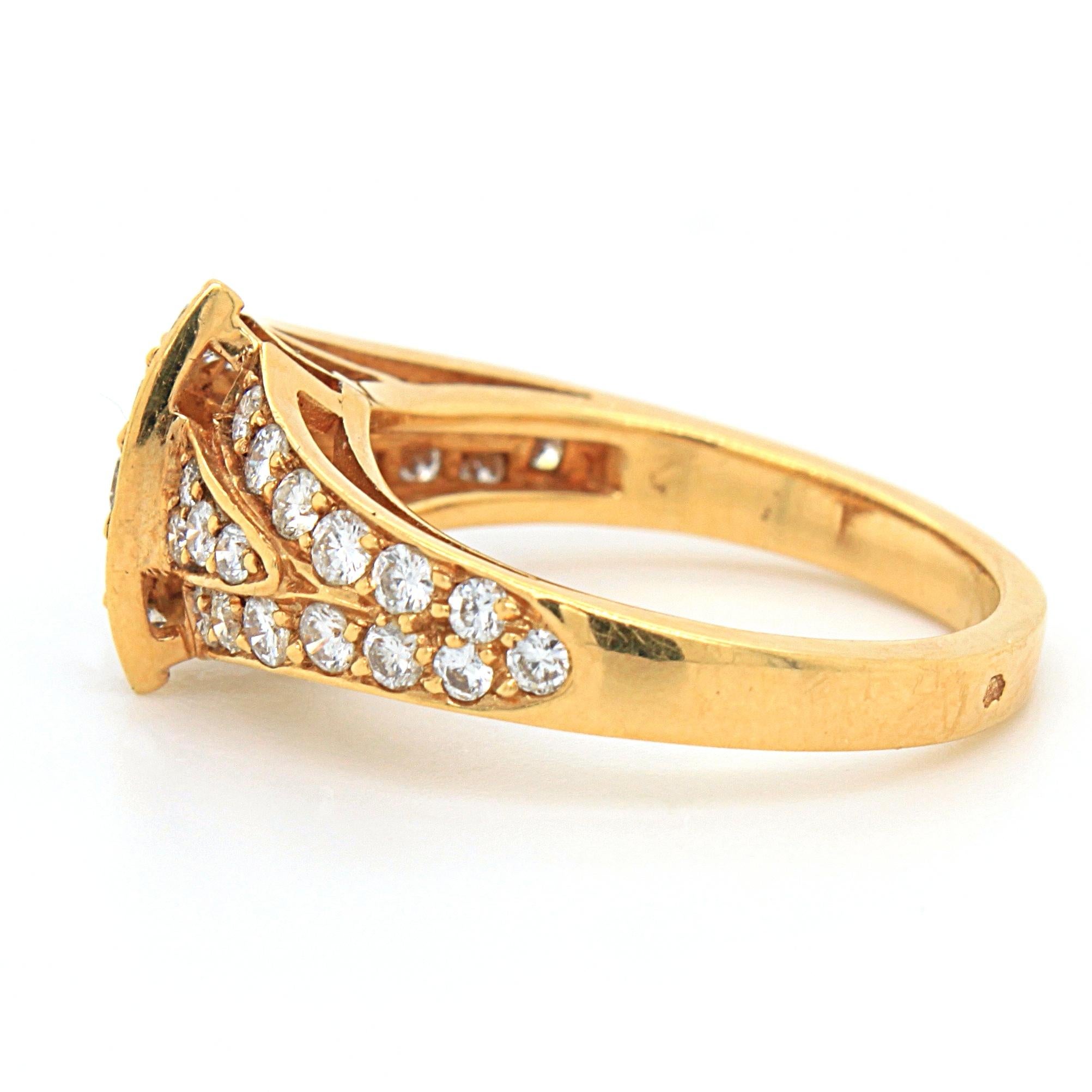 Women's Geometric Diamond Ring in 18k Yellow Gold, by Chaumet, 20th Century