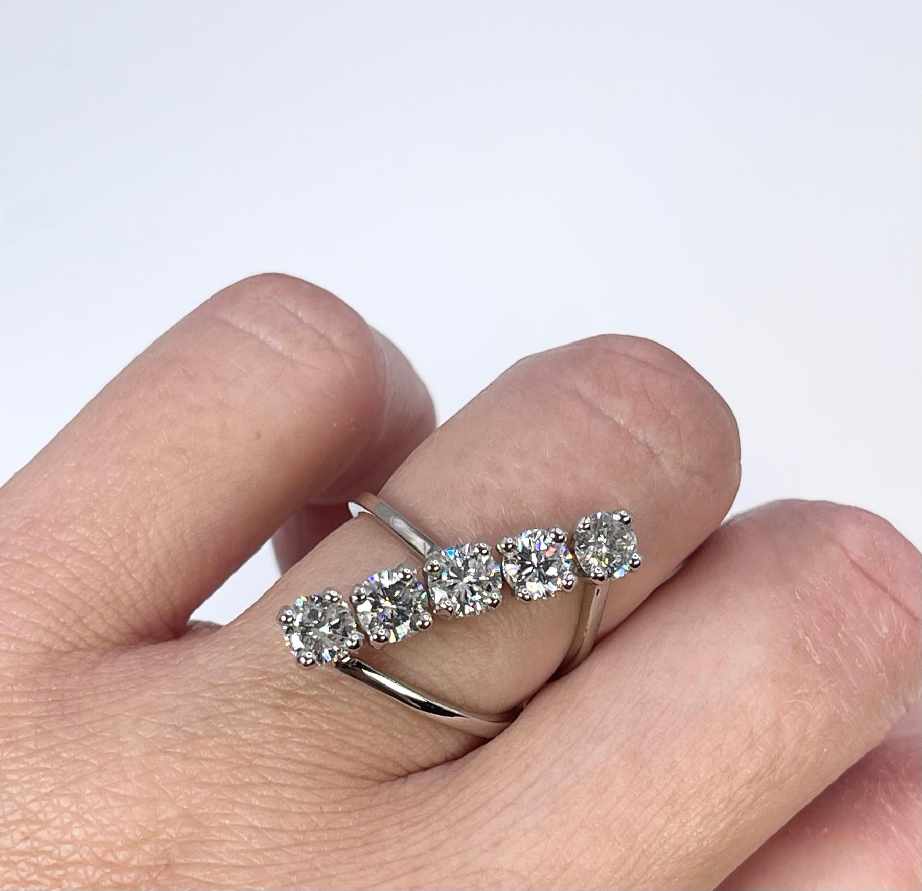 Modernist Geometric Diamond Ring Platinum Diamond Ring Art Diamond Ring Rare Piece For Sale
