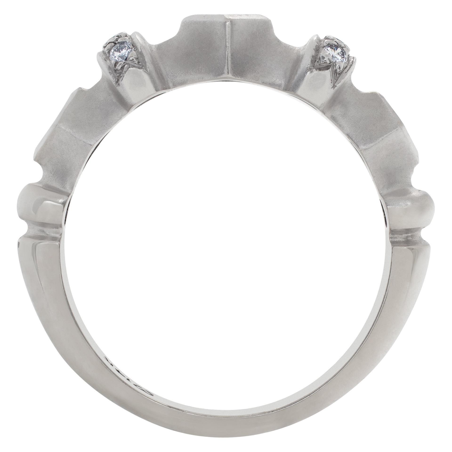 Women's Geometric Diamond Ring Set in Matte Finish 14k White Gold. 0.50 Carats For Sale