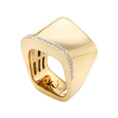 Geometric Diamond Ring Vintage 18k Yellow Gold Estate K di Kuore Jewelry