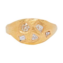 Geometric Diamond Signet Ring