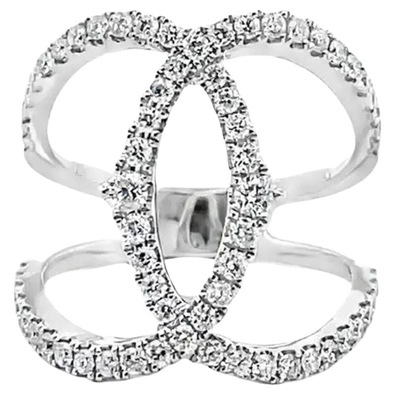 Geometrischer doppelovaler ineinandergreifender Diamantring aus 18 Karat Weißgold im Angebot