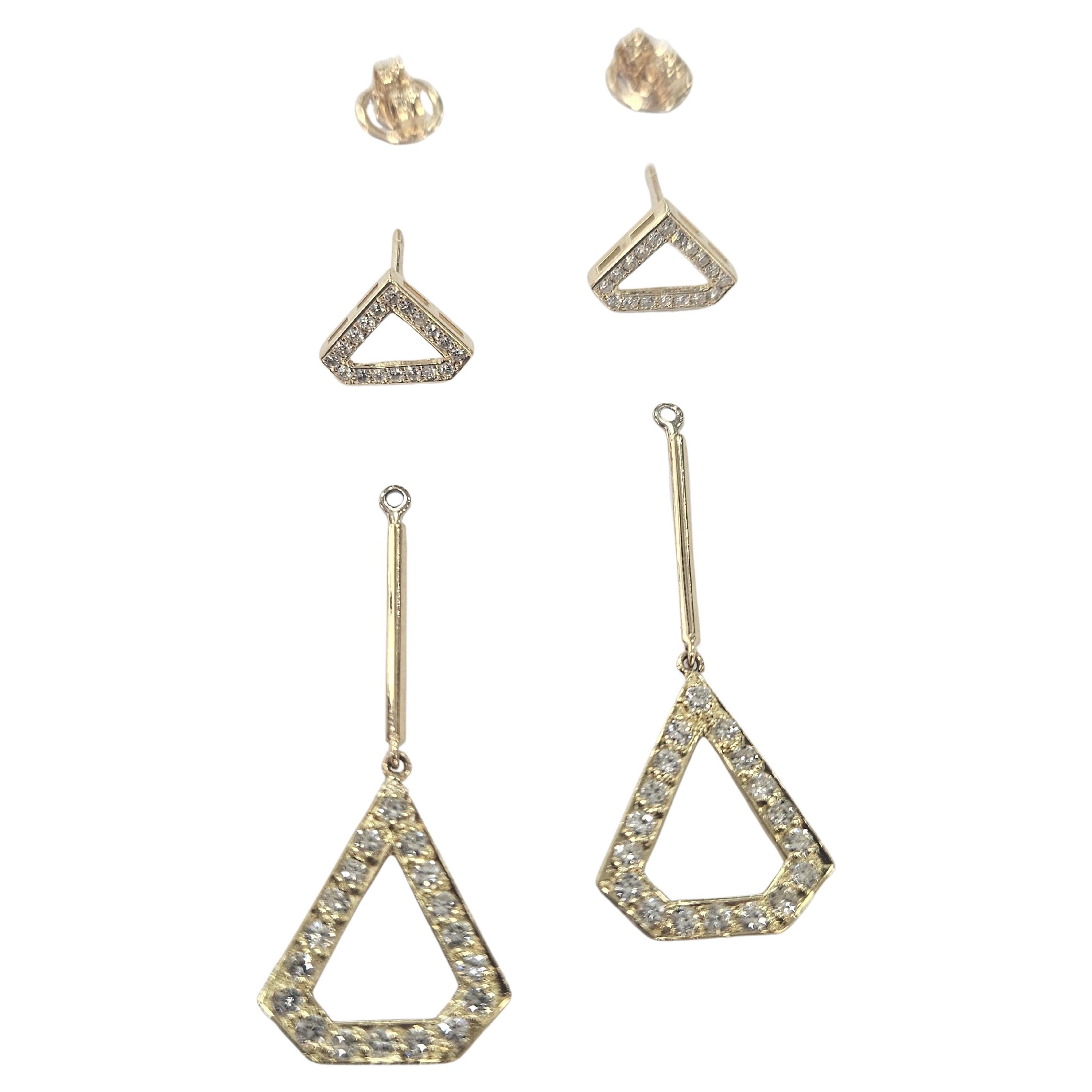 Boucles d'oreilles géométriques Diamant naturel 1,08 Ctw. Or jaune 18 carats en vente 4