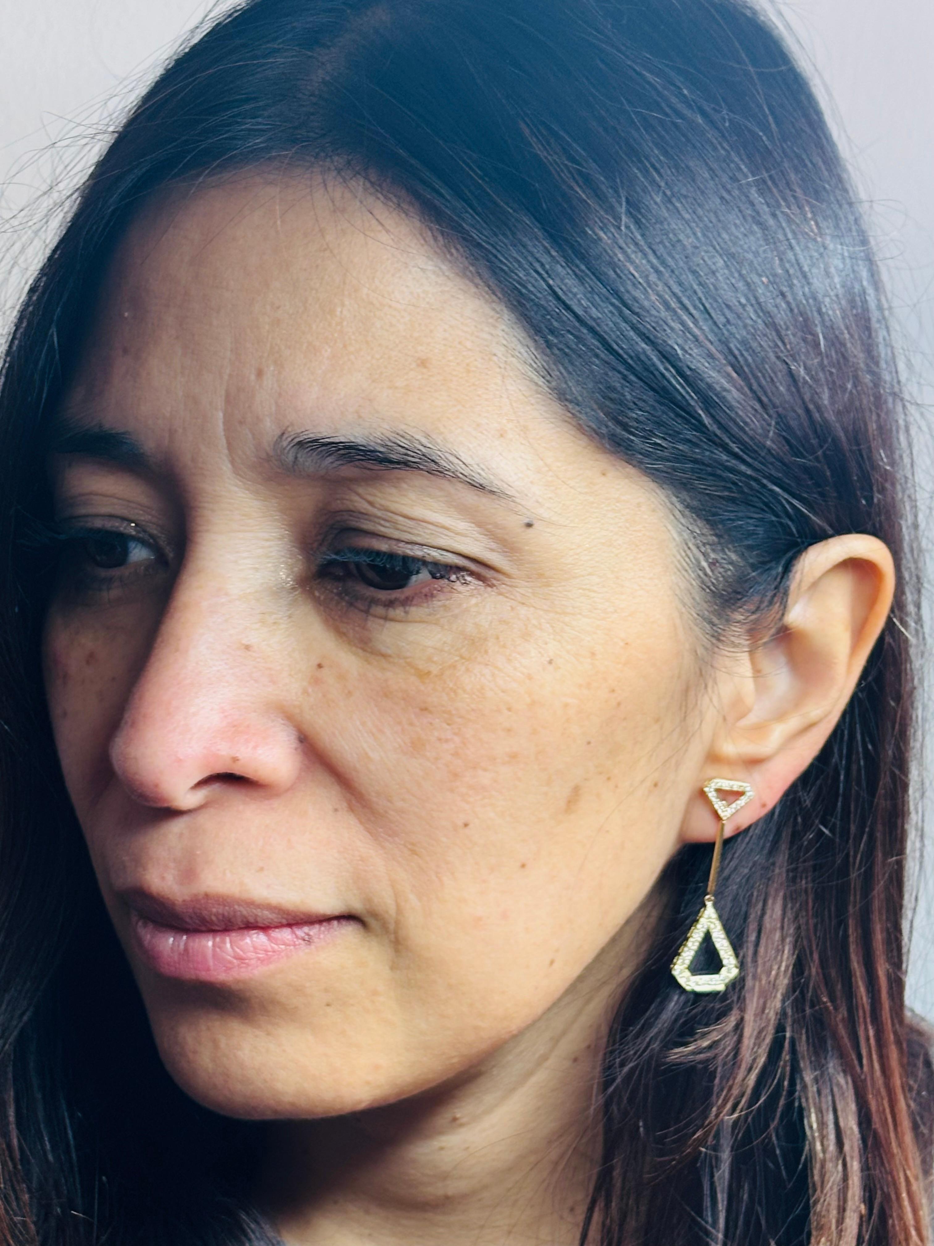 Boucles d'oreilles géométriques Diamant naturel 1,08 Ctw. Or jaune 18 carats en vente 5