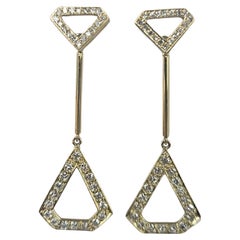Geometric Earrings Natural Diamond 1.08 Ctw. Yellow Gold 18 Karat