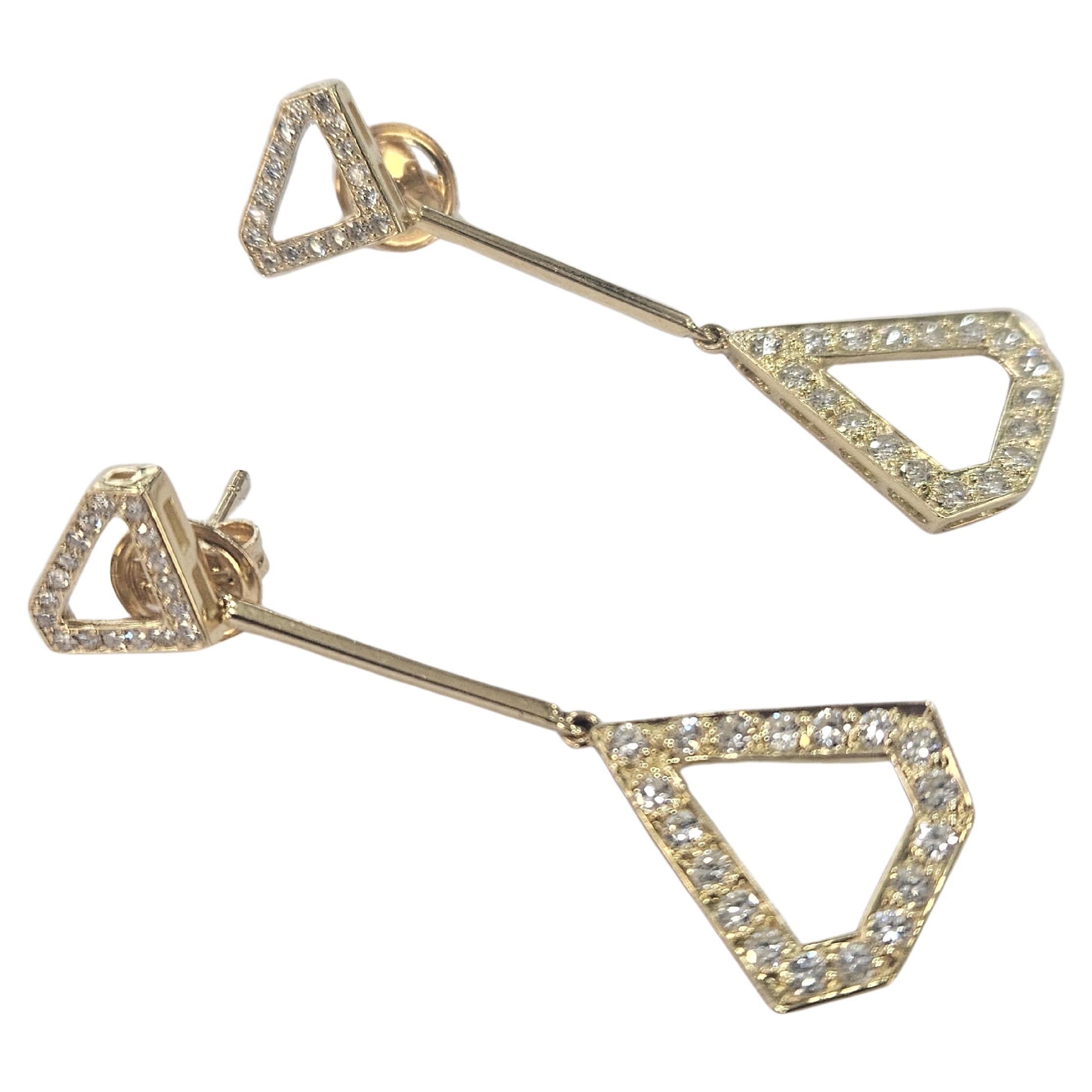 Boucles d'oreilles géométriques Diamant naturel 1,08 Ctw. Or jaune 18 carats Neuf - En vente à MADRID, ES