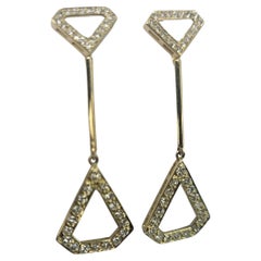 Geometric Earrings Natural Diamond 1.08 Ctw. Yellow Gold 18 Karat