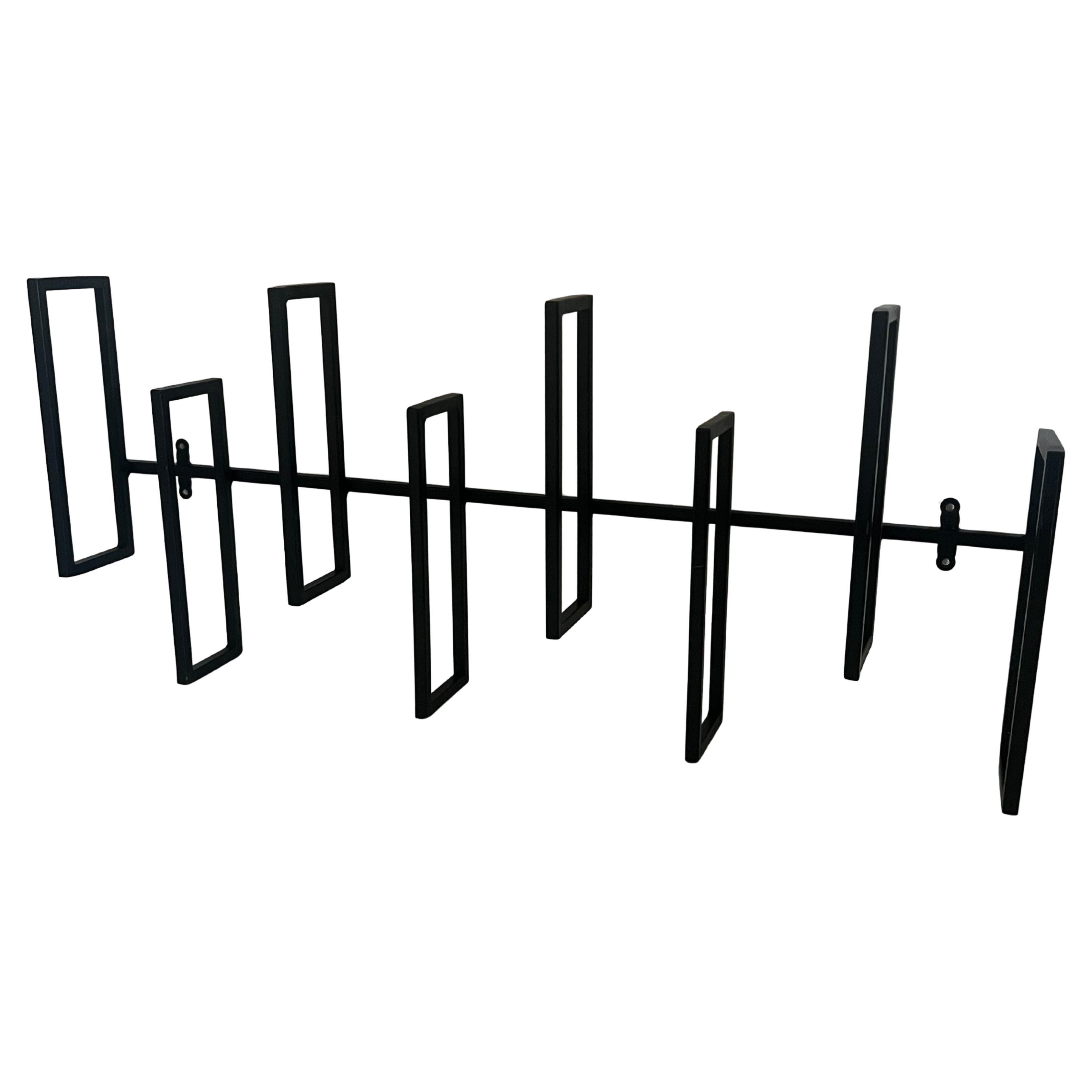 Post-Modern Geometric Enameled Iron Wall Mounted Postmodern  Indoor/Outdoor Sculpture For Sale