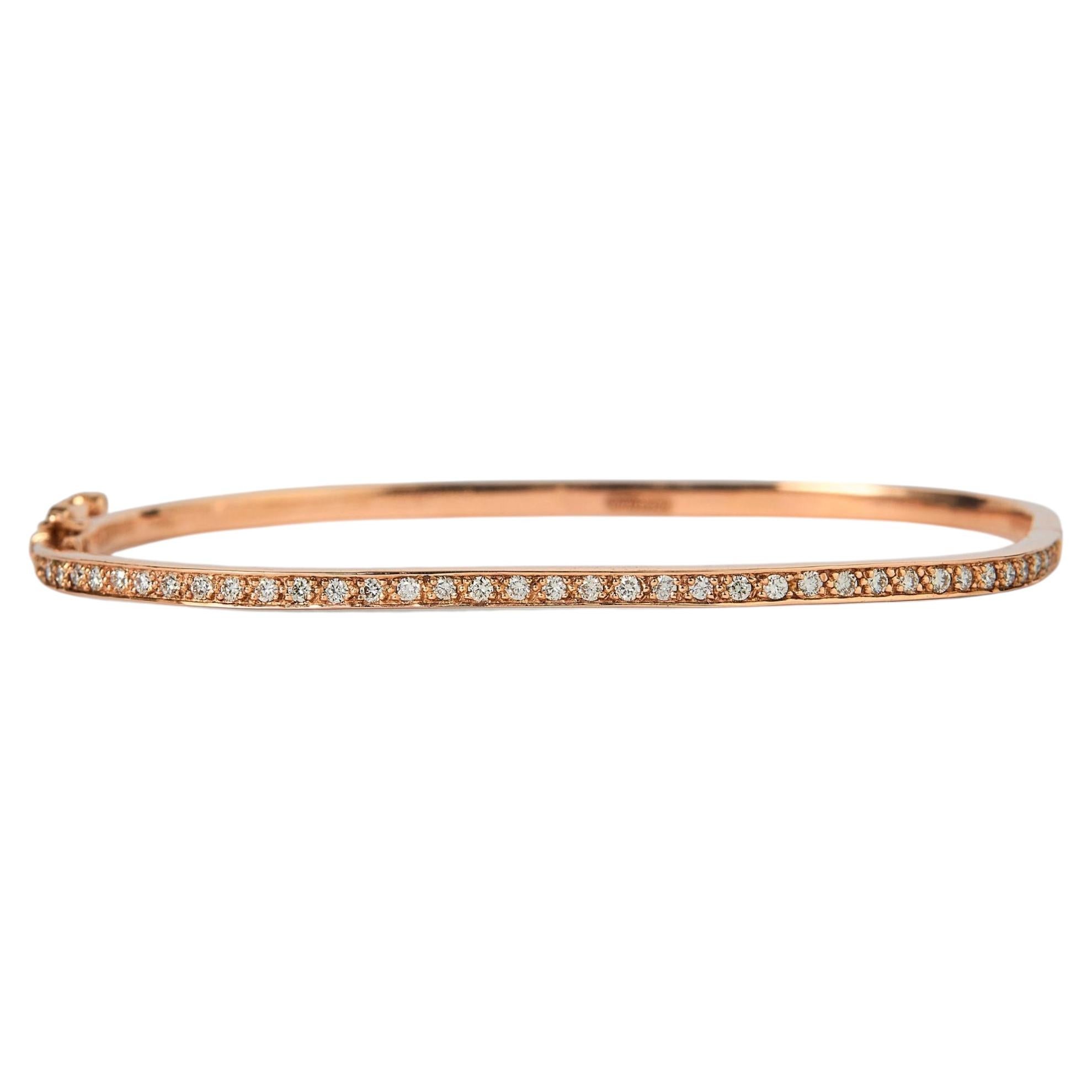 Geometric Eternity Natural Diamond Bangle Bracelet in 14k Solid Gold (Certified)