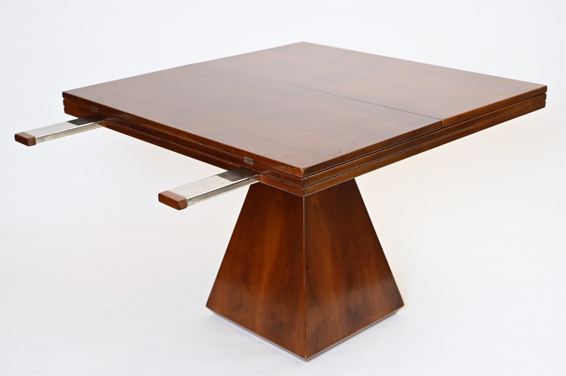 Mid-20th Century Geometric Expanding Table in Walnut circa 1960 by Introini