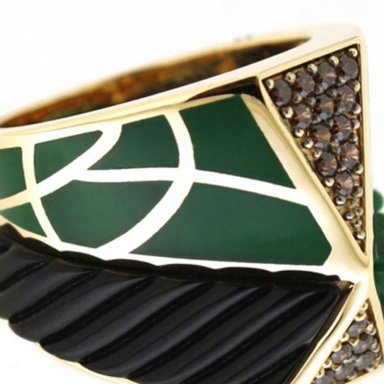 Geometric Fashion Contemporary Design with Enamel and Gemstones Ring ...