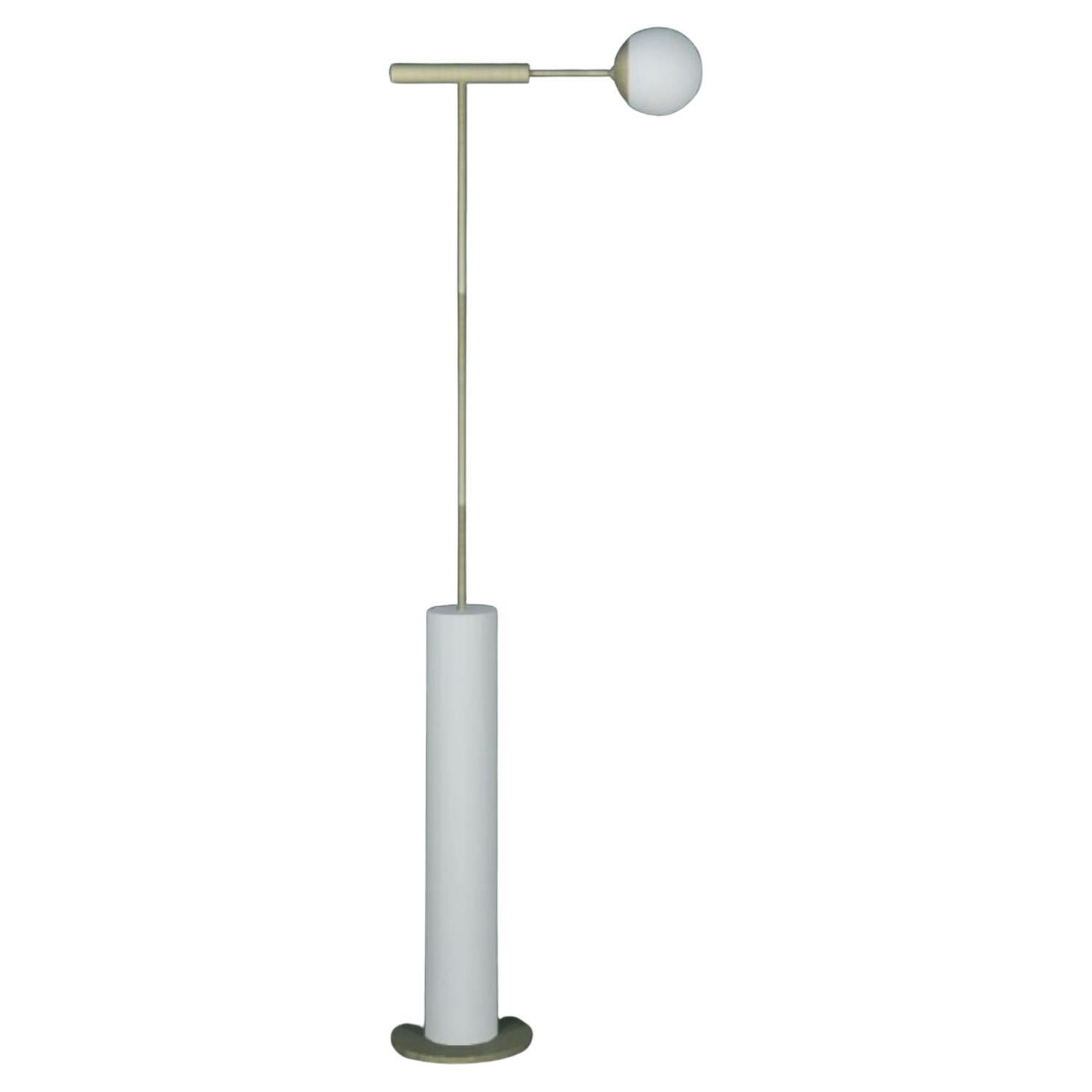IMAGIN Geometric Floor Lamp in Brushed Brass and Frosted Glass