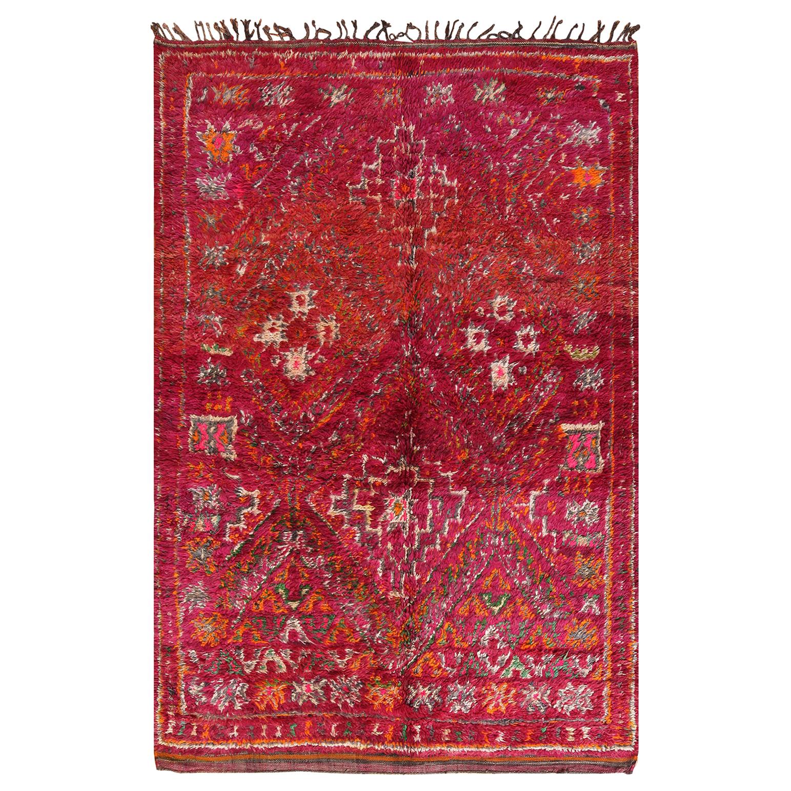 Geometric Folk Art Vintage Moroccan Rug. Size: 5 ft 7 in x 8 ft 8 in