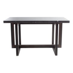 Geometric Form Patinaed Steel Base with Archival Blue Stone Top