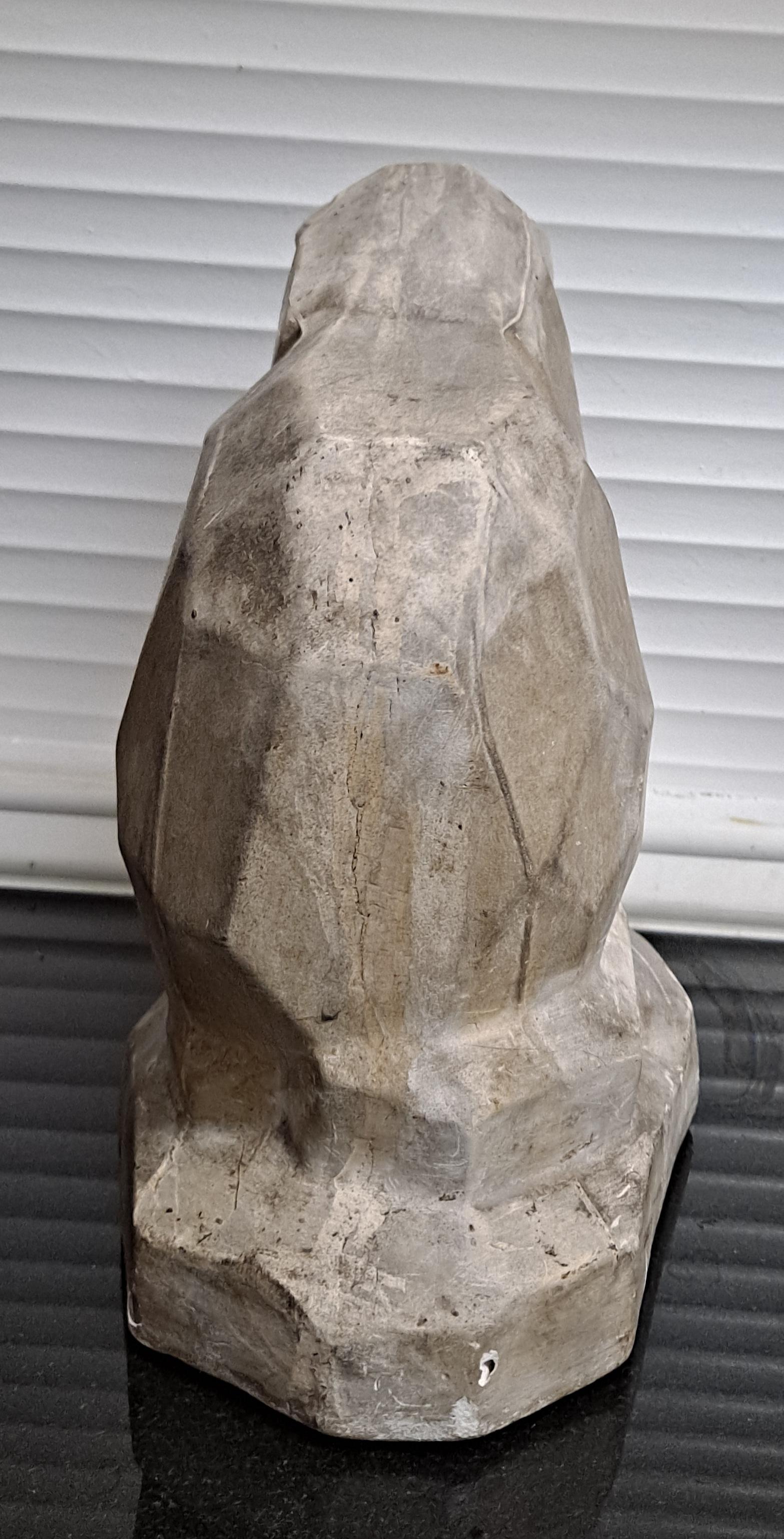 Geometric Form Plaster Cat Sculpture In Good Condition For Sale In San Francisco, CA