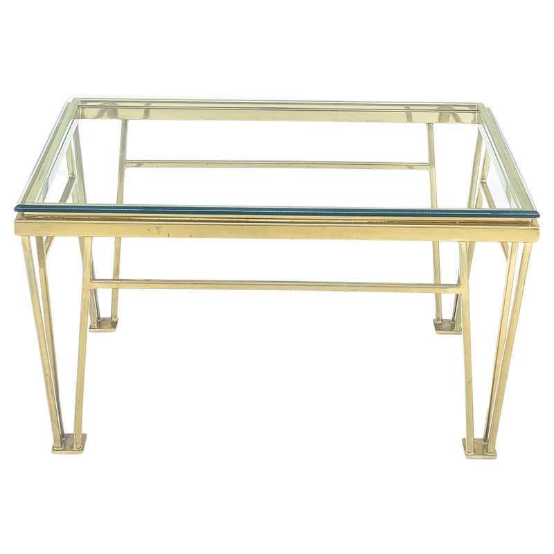 American Glass Top Open Box Form Brass Frame Cocktail Table For Sale at ...