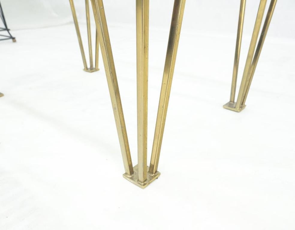 20th Century Geometric Frame Style Legs  Rectangular Brass Plated Side Table w/ Glass Top For Sale