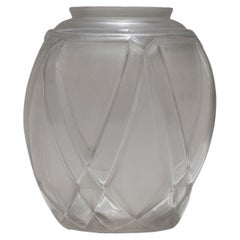 Geometric Frosted Glass Vase by André Hunebelle, 1930s.