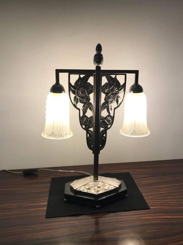 Lámpara de Sobremesa Art Decó Francesa Geométrica G Leleu en venta 12