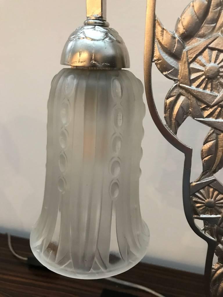 Geometric G Leleu French Art Deco Table Lamp For Sale 1