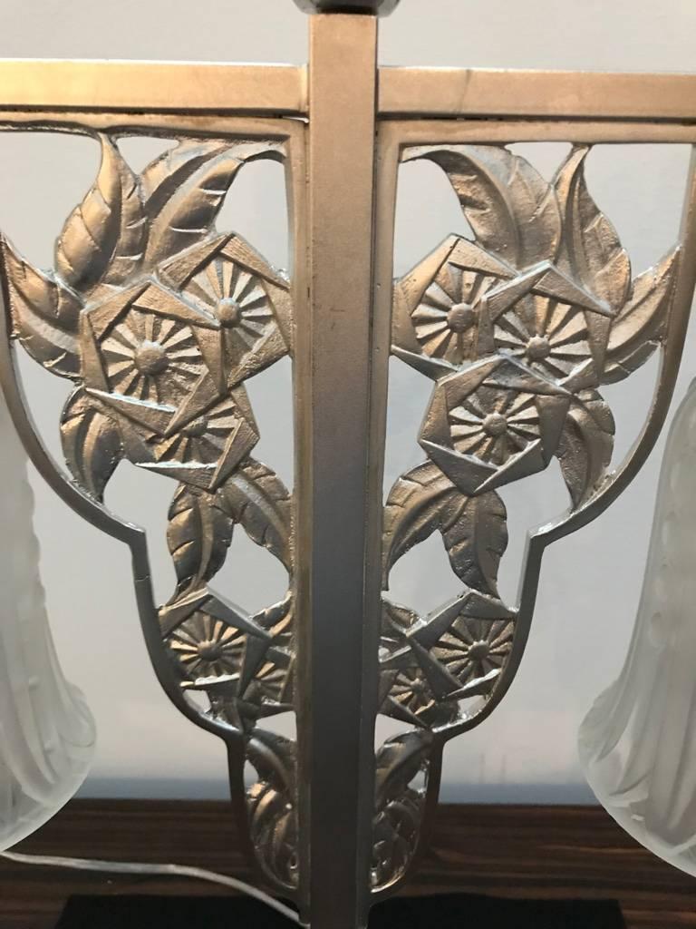 Lámpara de Sobremesa Art Decó Francesa Geométrica G Leleu en venta 3