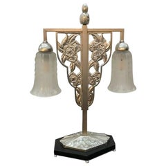 Geometric G Leleu French Art Deco Table Lamp