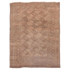 Antique Geometric Gentlemens Turkomen Carpet, Light Brown Field