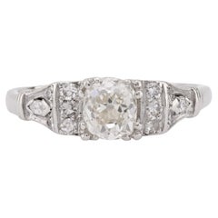 Geometric GIA 0.98 carat old mine cut diamond platinum engagement ring